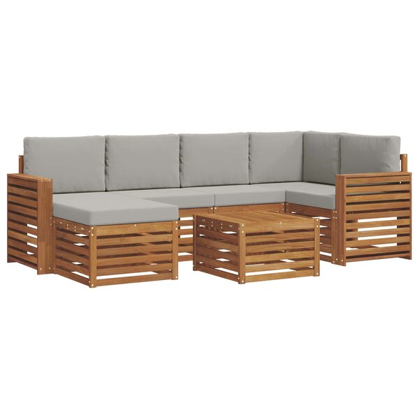 vidaXL Ensemble de canapés d'extérieur 7 pc Gris Naturel et Clair