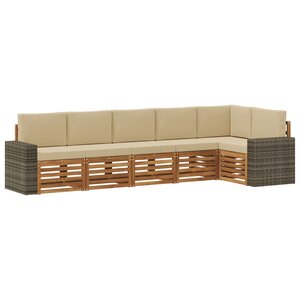 vidaXL Ensemble de canapés d'extérieur 6 pc Naturel et Beige Polyester