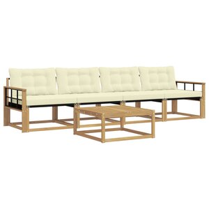 vidaXL Ensemble de canapés d'extérieur 5 Pièces Blanc et crème