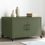 vidaXL Table basse vert olive 68x50x43 5 cm acier laminé à froid
