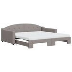vidaXL Lit de jour avec gigogne et matelas taupe 100x200 cm tissu