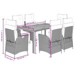 vidaXL Ensemble à manger de jardin coussins 7Pièces Noir Résine tressée