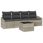 vidaXL Ensemble de Canapés avec coussin 5 Pièces Gris clair polyrotin