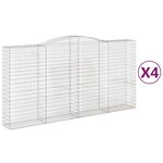 vidaXL Paniers à gabions arqués 4 Pièces 400x50x200/220 cm Fer galvanisé
