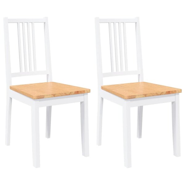 vidaXL Chaises à manger 2 Pièces blanc bois massif caoutchouc