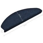 vidaXL Tapis d'escalier autocollants 15 Pièces Bleu 65x21x4 cm Aiguilleté