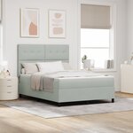 Lit Box Spring vidaXL avec Matelas Gris clair 160x200 cm Velours