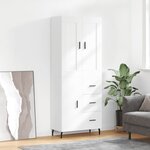vidaXL Buffet haut Blanc 69 5x34x180 cm Bois d'ingénierie