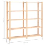 vidaXL Étagères de rangement à 5 niveaux 3Pièces 170x38x170 cm Pin 500 kg