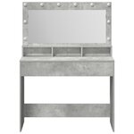 Table de maquillage vidaXL avec lumières LED en gris béton 100x41x135 cm