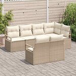 vidaXL Ensemble de canapé de jardin 7 Pièces Beige et blanc polyrotin