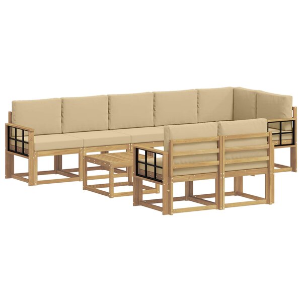 vidaXL Ensemble de canapés d'extérieur 9 pc Blanc et Beige Polyester
