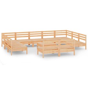 Salon de jardin meuble d'extérieur ensemble de mobilier 12 pièces bois de pin massif 02_0015696