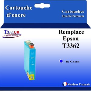 T3AZUR - Cartouche Compatible pour Epson T3362 / T3342 (33XL) Cyan