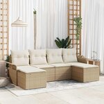 vidaXL Ensemble de canapé de jardin 6 Pièces Beige Poly rotin