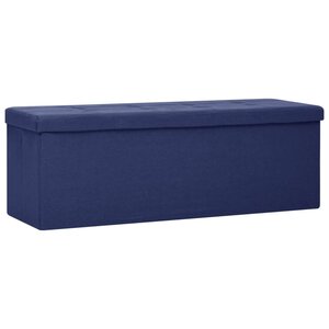 Banc banquette de rangement pliable lin synthétique bleu 02_0010742