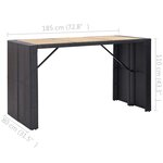 vidaXL Ensemble de bar de jardin 7 Pièces et coussins Résine tressée Noir