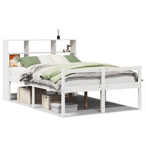 vidaXL Lit bibliothèque sans matelas blanc 160x200 cm bois pin massif