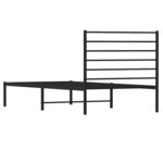 vidaXL Cadre de lit métal sans matelas avec tête de lit noir 90x200 cm