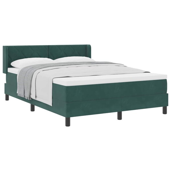vidaXL Lit à ressorts avec matelas Vert foncé 200 x 140 cm Polyester