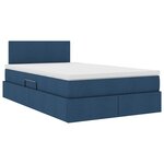 vidaXL Lit de rangement LED avec matelas Bleu 120 x 190 cm Tissu