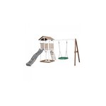 AXI Beach Tower avec balancoire nid  Marron Blanc Toboggan Gris