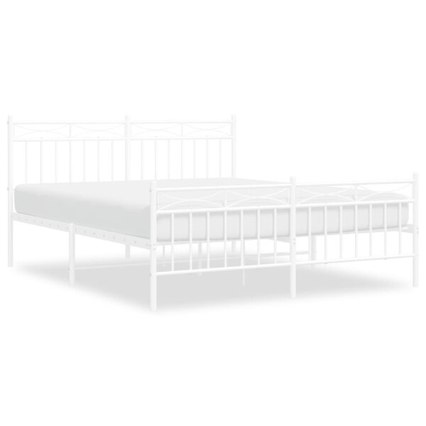 vidaXL Cadre de lit métal sans matelas et pied de lit blanc 160x200 cm