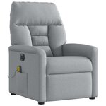vidaXL Fauteuil de massage inclinable électrique gris clair tissu