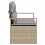 vidaXL Canapé de jardin 2 places avec rangement et coussins beige en poly rattan.