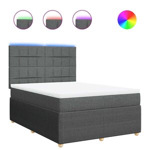vidaXL Sommier à lattes de lit avec matelas Gris foncé 160x200cm Tissu