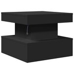 vidaXL Table basse avec lumières LED noir 50x50x40 cm
