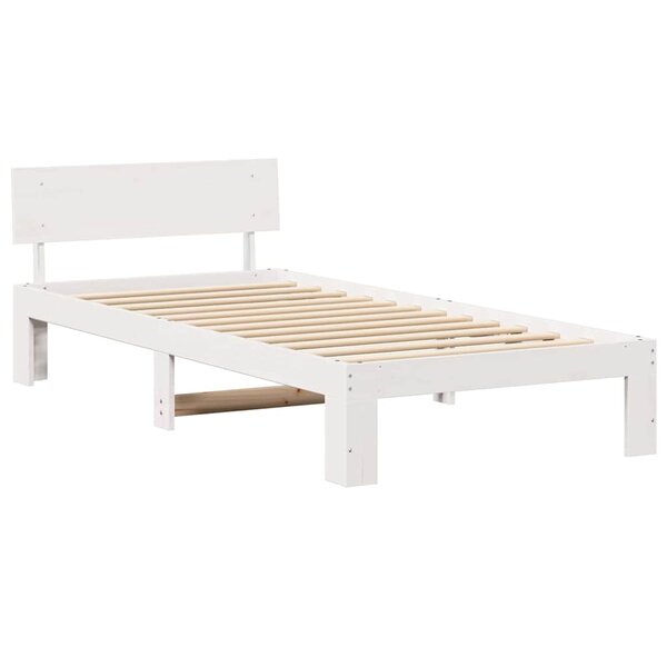 vidaXL Cadre de lit avec tête de lit blanche 90x190 cm en bois de pin