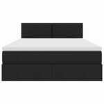 vidaXL Lit avec rangement et LED avec matelas Noir 140 x 200 cm tissu