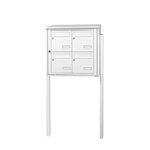 Bloc collectif Leabox 2x2 grade 3 simple face extérieur fixation sur pieds à sceller blanc neige ral 9016 finition brillante