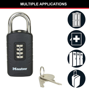 656EURDBLK Cadenas à combinaison avec clé de secours pour un usage extérieur 120 x 48 x 20 mm