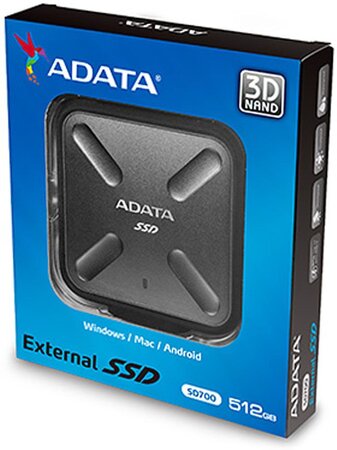 Disque dur externe Adata SD700 512 Go SSD USB 3.1 Type C - 2,5 (Noir)
