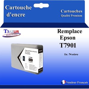 Cartouche Compatible pour Epson WF5620DWF WF5690DWF remplace Epson T7901 / T7911 (79XL) Noire - T3AZUR