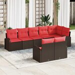 vidaXL Ensemble de canapé de jardin 8 Pièces Marron et rouge Poly rotin