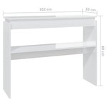 vidaXL Table console Blanc brillant 102x30x80 cm Aggloméré