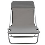 vidaXL Chaises longues pliables 2 Pièces Acier et tissu Gris