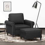 vidaXL Fauteuil avec repose-pied Noir 60 cm Similicuir