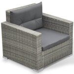 vidaXL Salon de jardin avec coussins 6 Pièces résine tressée gris