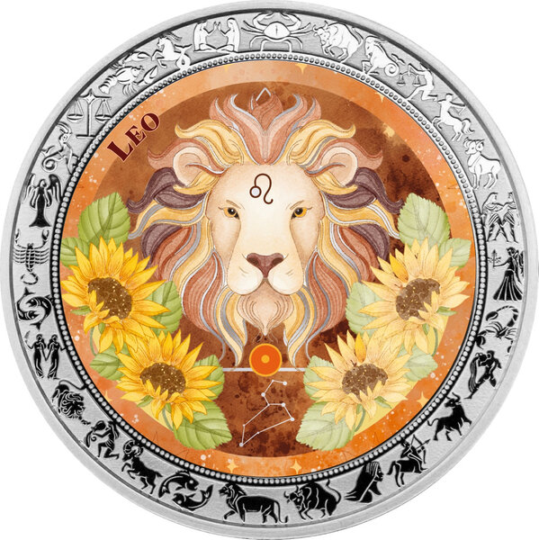 Monnaie LEO Aquarelle Zodiac 1 Oz Argent 5 Cedis Ghana 2026
