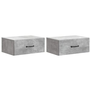 vidaXL Cabinet de chevet mural 2 Pièces Gris béton 49 x 34 5 x 20 cm