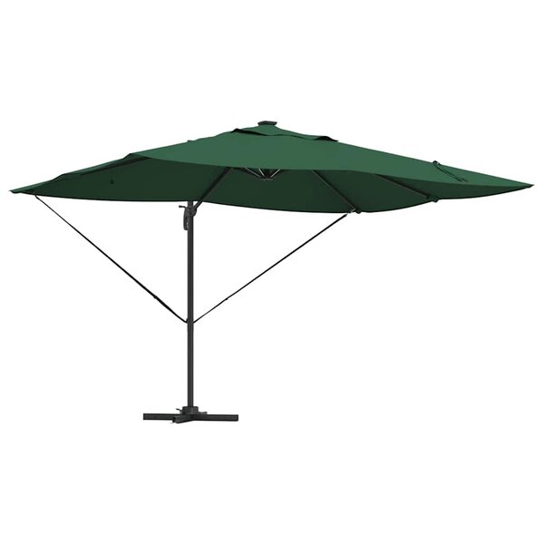 vidaXL Parasol déporté Roma avec LEDs Vert 352x251x265 cm en aluminium