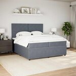 vidaXL Sommier à lattes de lit et matelas Gris foncé 200x200cm Velours