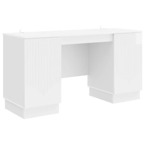 vidaXL Bureau Blanc brillant 142 5 x 50 x 75 cm Bois d'ingénierie