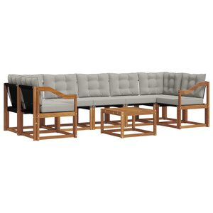 vidaXL Ensemble de canapés d'extérieur 8 pc Gris Naturel et Clair