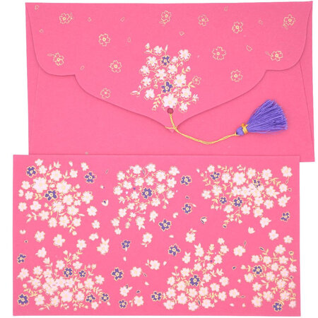 PAPERTREE HANAÉ Lot de 5 Enveloppes cadeau 19x10cm Magenta