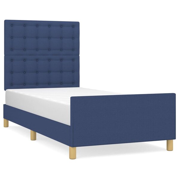 vidaXL Cadre de lit sans matelas avec tête de lit bleu 90x190cm tissu